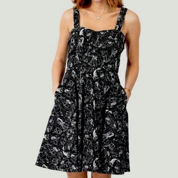 Eva Rose Zodiac Astrology Black Celestial Retro Mini Dress Medium Rockabilly - Picture 1 of 12